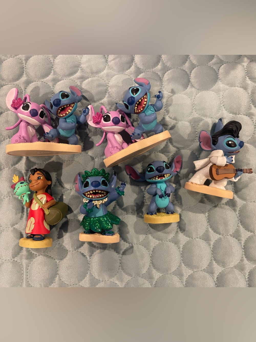 Disney Lilo & Stitch Mini Figurine Set of 6 - Blue, Pink, Green, Red